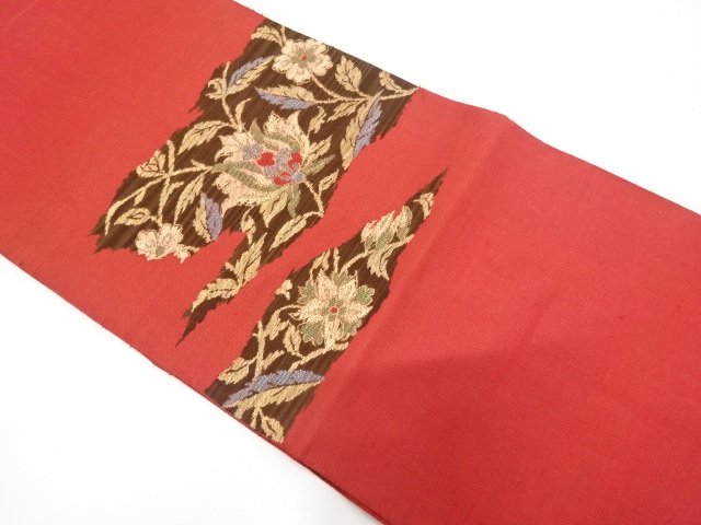 JAPANESEKIMONO / ANTIQUE TSUMUGI KASUMI NI KUSABANA MOTIF WOVEN NAGOYA